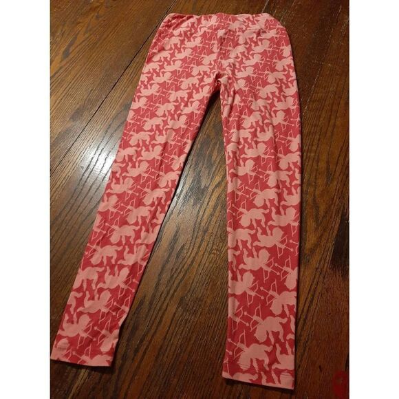 One Size Up To Size 12 LuLaRoe Pink Red Cupid Love Leggings - Picture 1 of 3